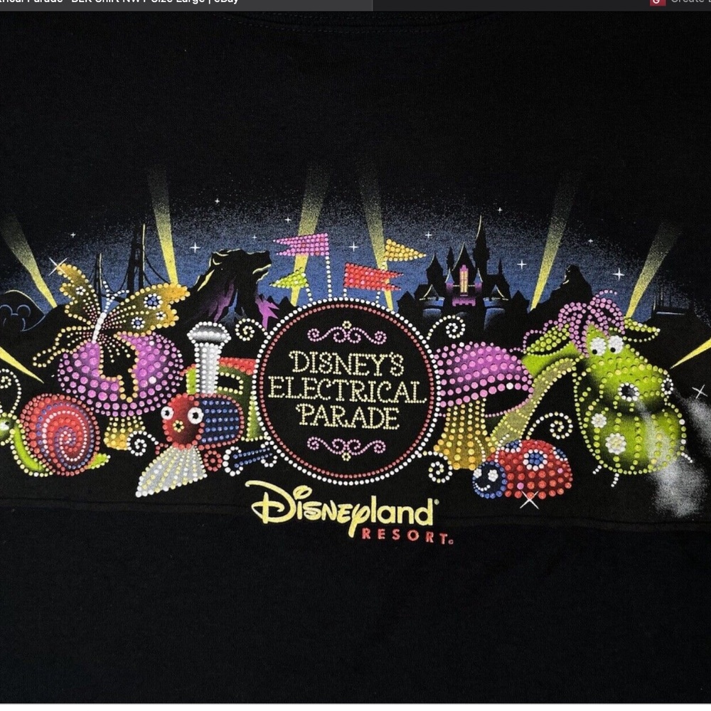 Vtg HTF Disneyland "Disney's Electrical Parade" BLK Shirt NWT Size Large